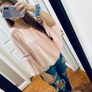 Pink Dressy Top w/ flare sleeves